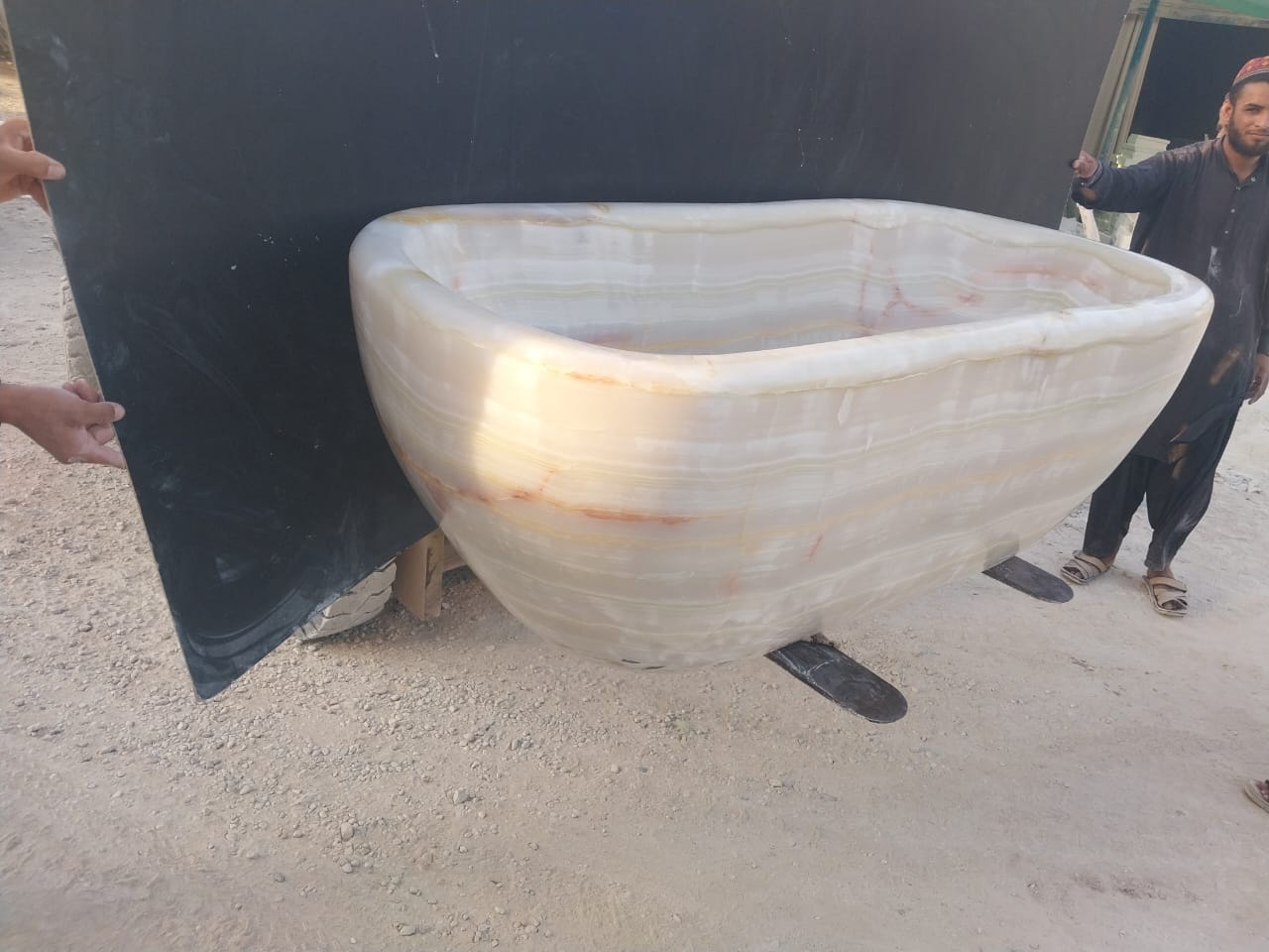 White Onyx Stone Bathtub