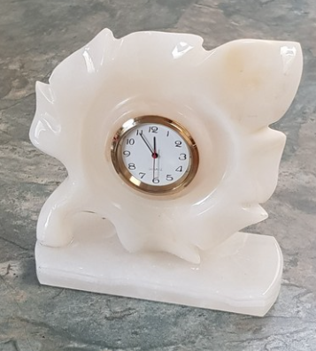 white Onyx Leaf Table Clock