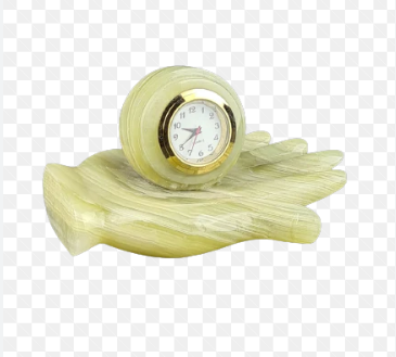 Green Onyx Hand Shaped Table Clock