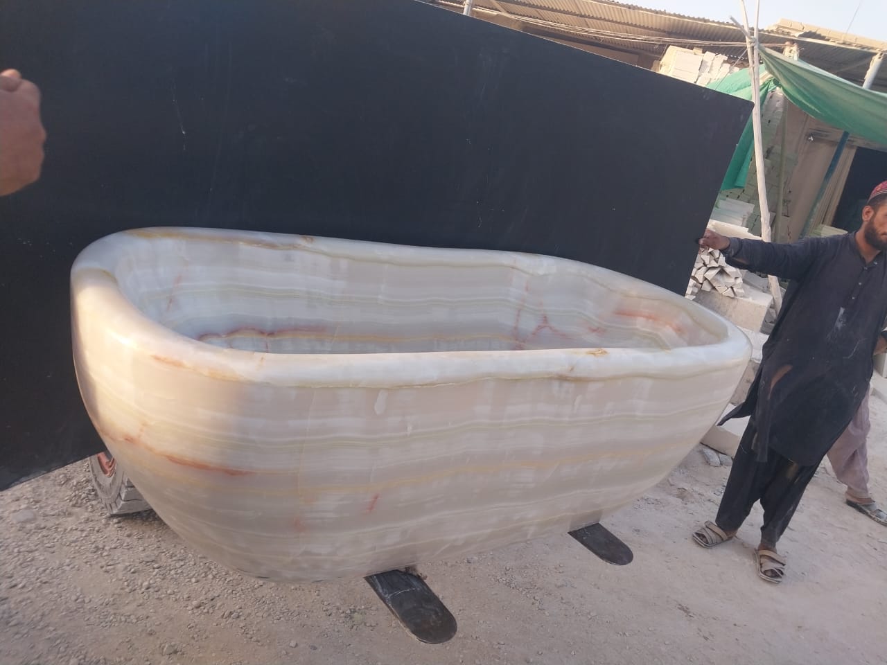 White Onyx Stone Bathtub