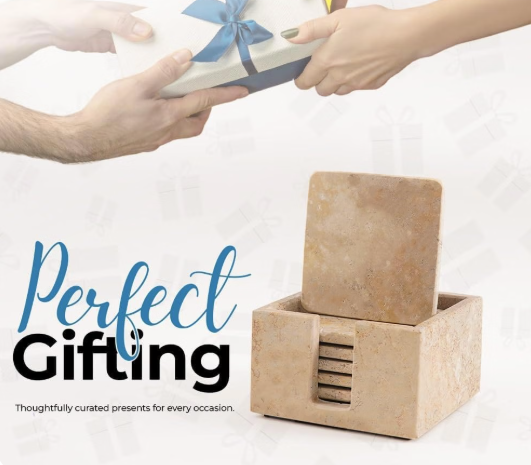 Travertine Marble Coaster Set