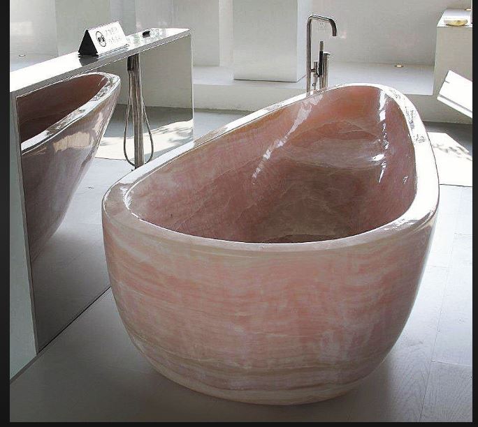 Pink Onyx Round Coller Bath tub 