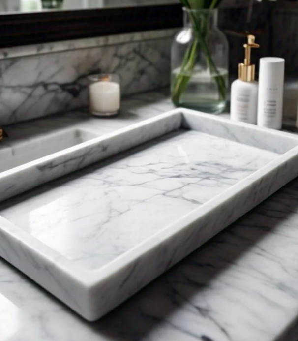 Carrara White Marble Vanity Tray