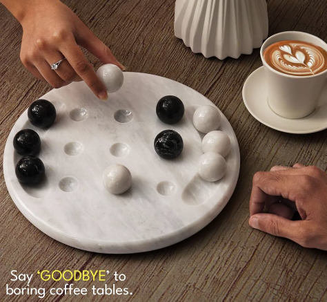 Marble White (Black Zebra) Tic Tac Toe Set