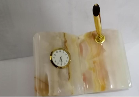 Crystal Onyx  Desk Clock and Pen Holder