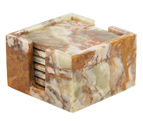 Multi Green Onyx  Coaster Set