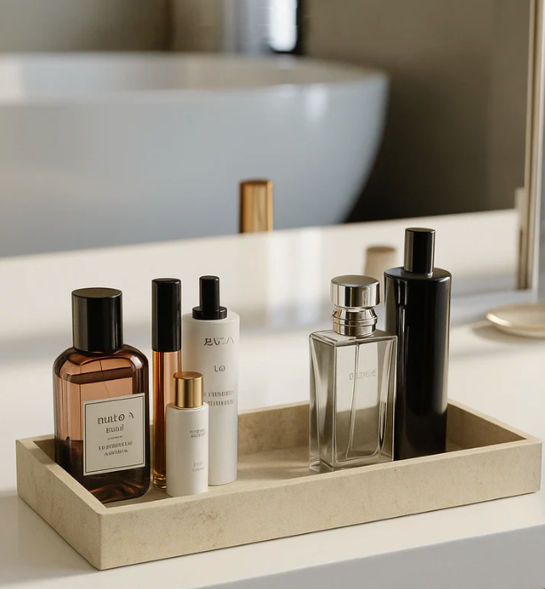 Rectangular Cream marble vanity Bathroom Tray