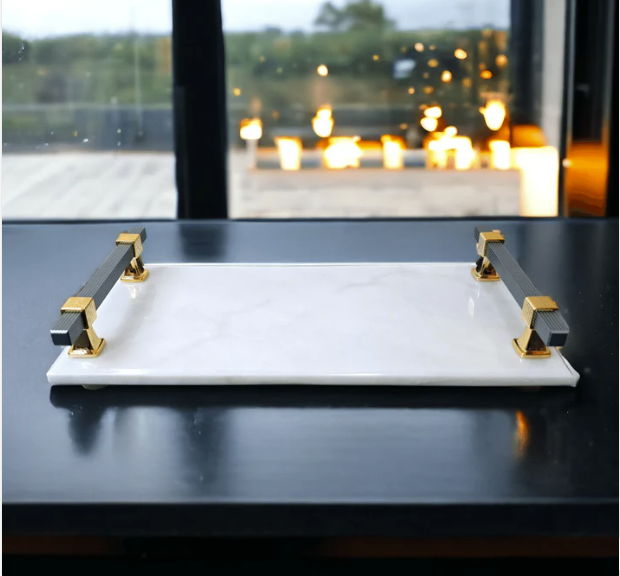 Carrara White Tray Set 2