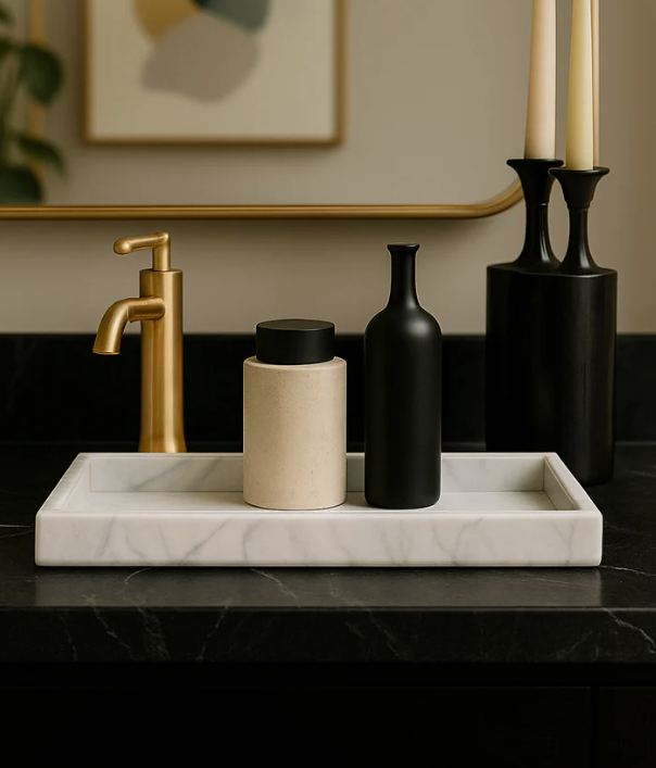 Carrara White Marble Vanity Tray