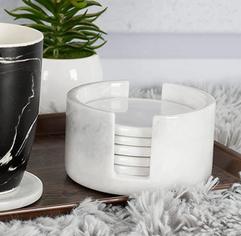 Ziarat White Marble Coaster Set
