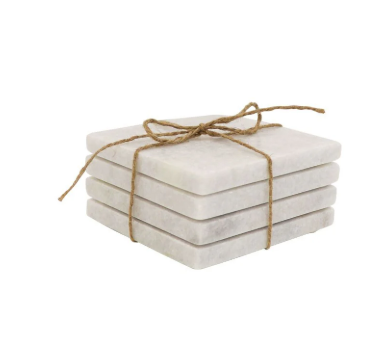 White Marble Coasters( 4 pcs only plates )