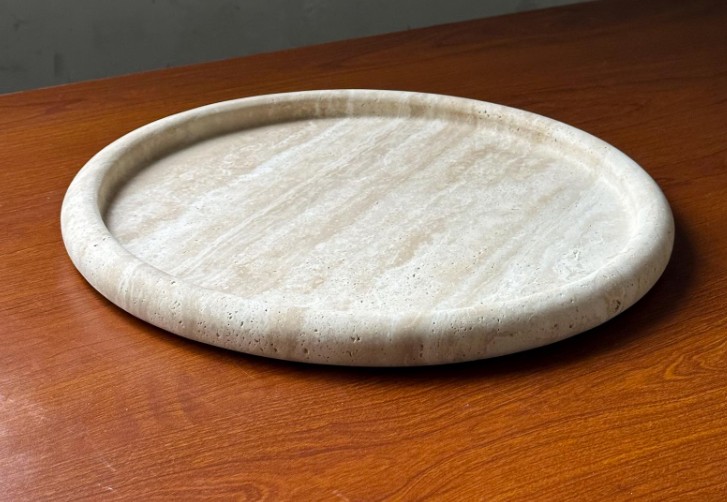 Round Coller Travertine Serving Tray