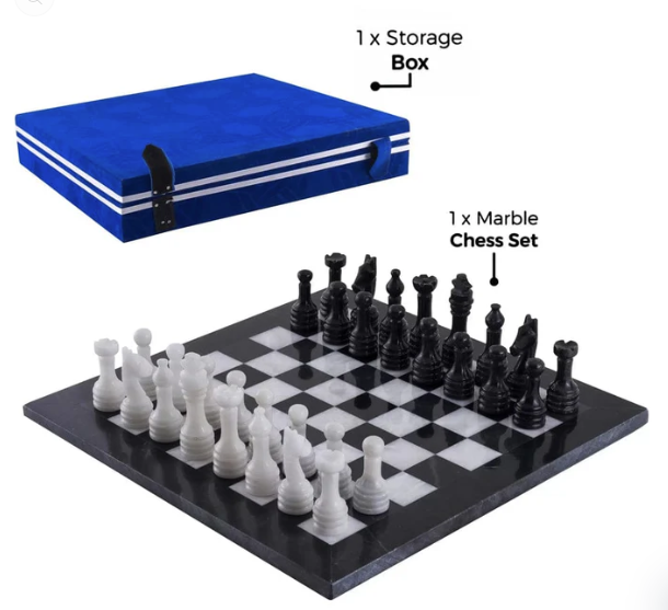 Classic Elegance Black  White Marble Chess Set