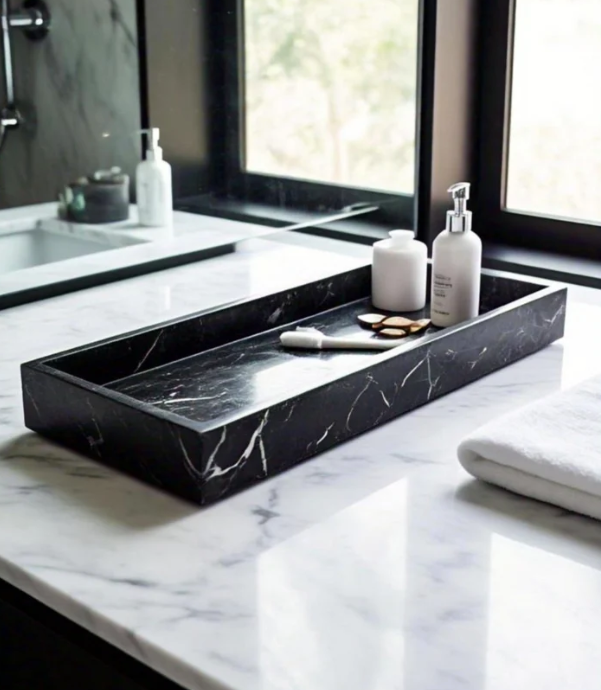Black  & White Marble Vanity Tray 