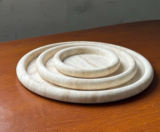 Round Coller Travertine Serving Tray