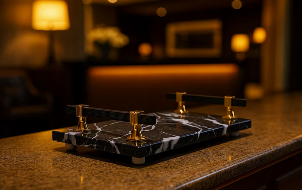 Luxury Black Diamond Marble Serving Tray