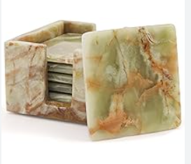 Multi Green Onyx  Coaster Set