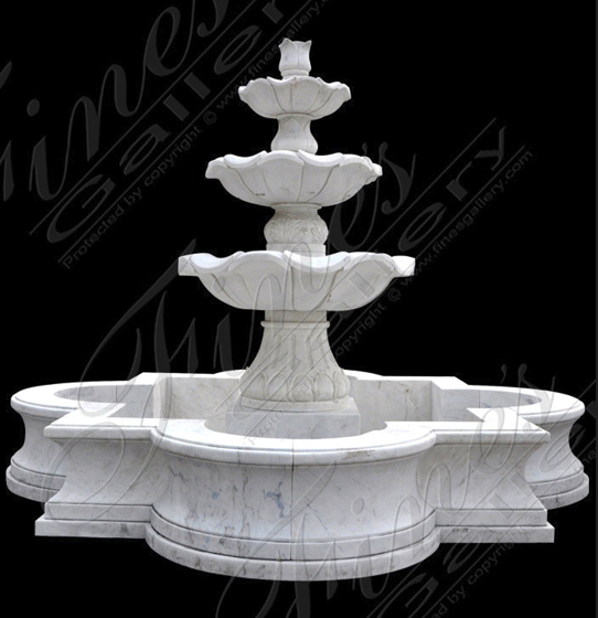 Ziarat White With base Three-tier marble fountain