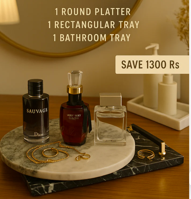Elegant Marble Tray 3 pcs  Set 
