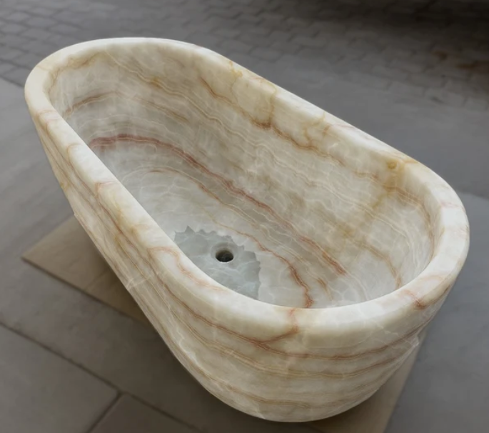 White Onyx Stone Bathtub