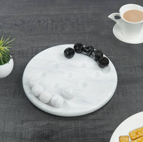 Marble White (Black Zebra) Tic Tac Toe Set