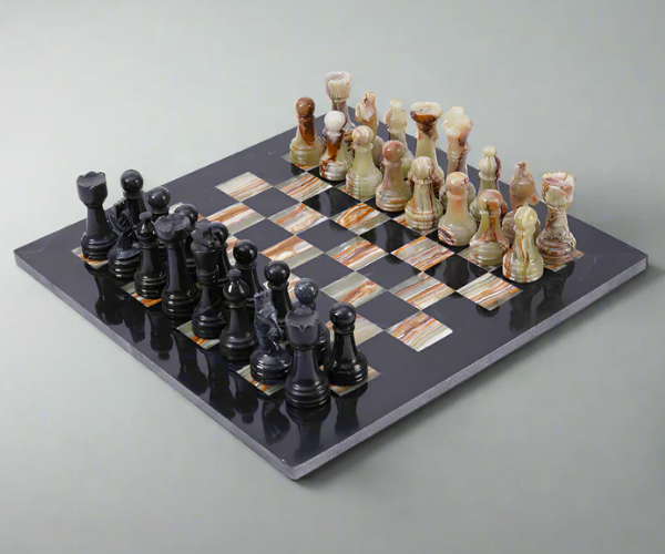 Grandiose Gameplay Black & Onyx Marble Chess Set
