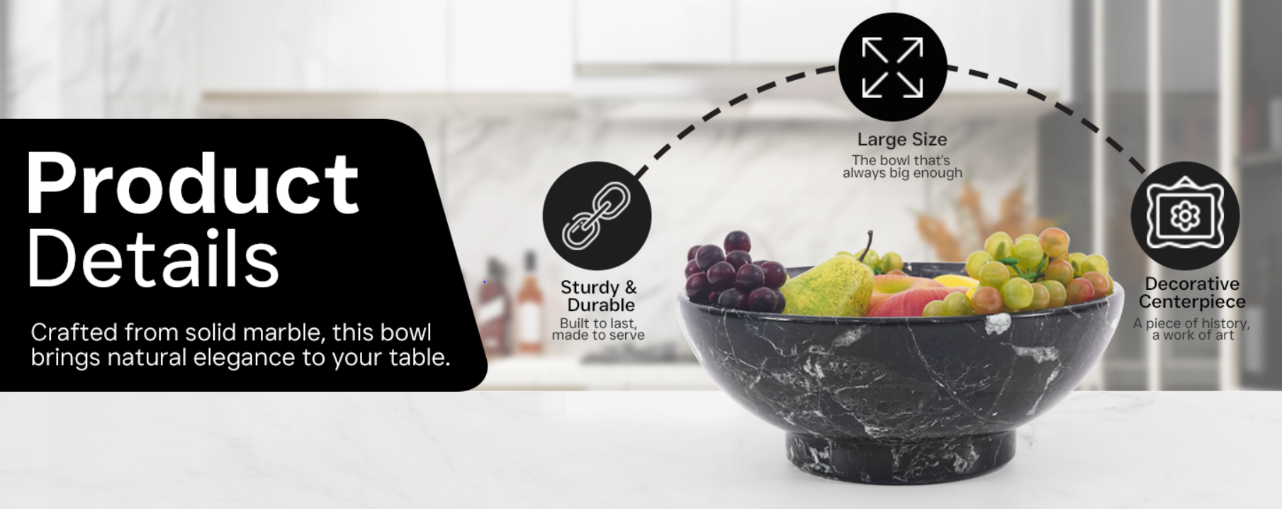 Black zebra  Marble Fruit Bowl