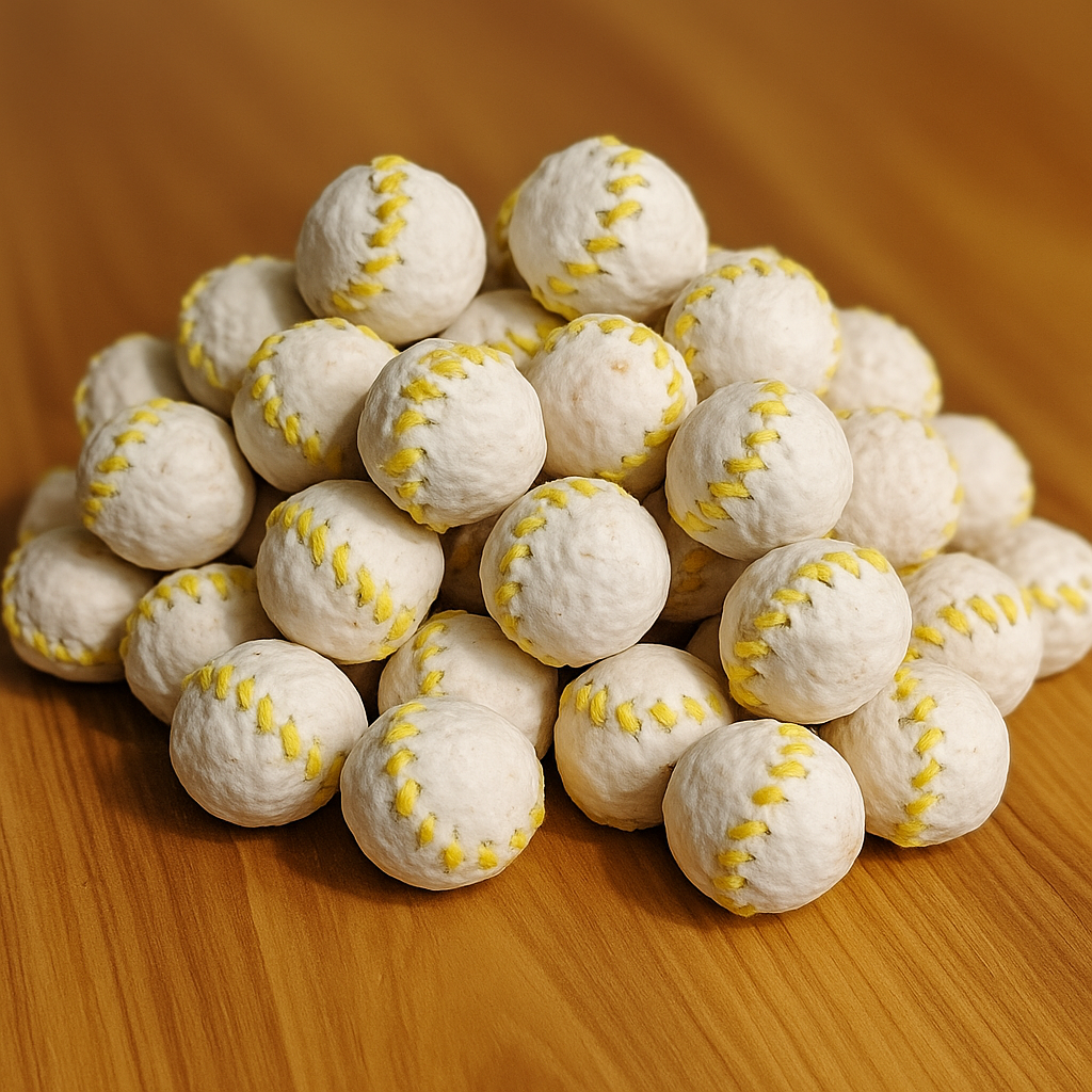 Pelotas de carnaza    para jugar y luego comer.