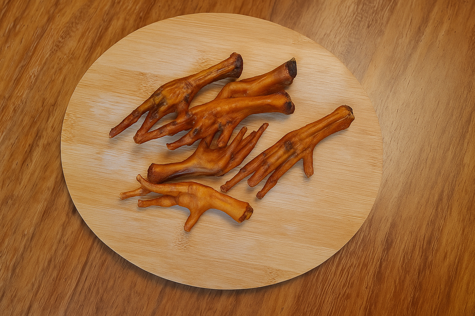 Patitas de pollo crujientes, de muy buen sabor y para cualquier talla de perro.