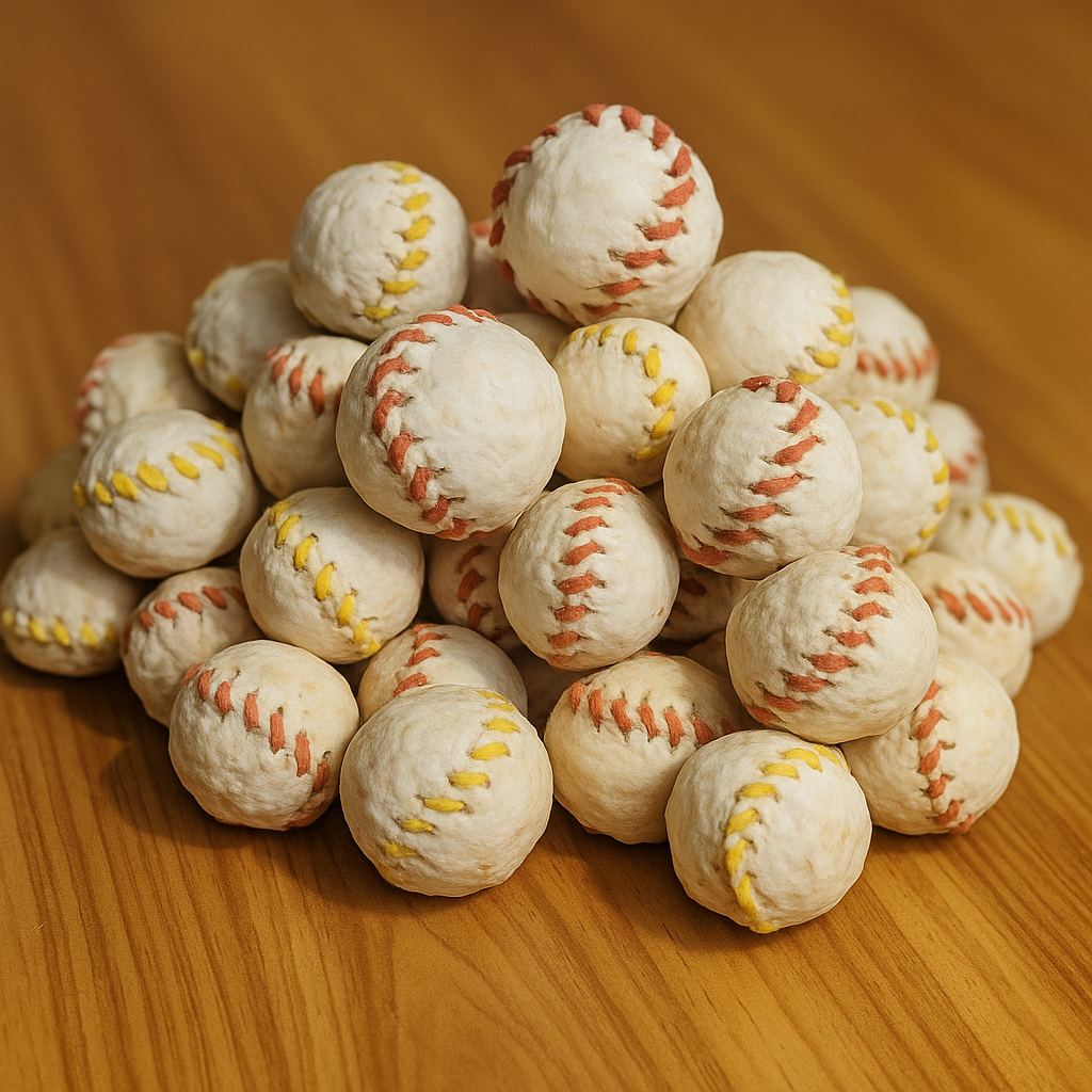 Pelotas de carnaza    para jugar y luego comer.