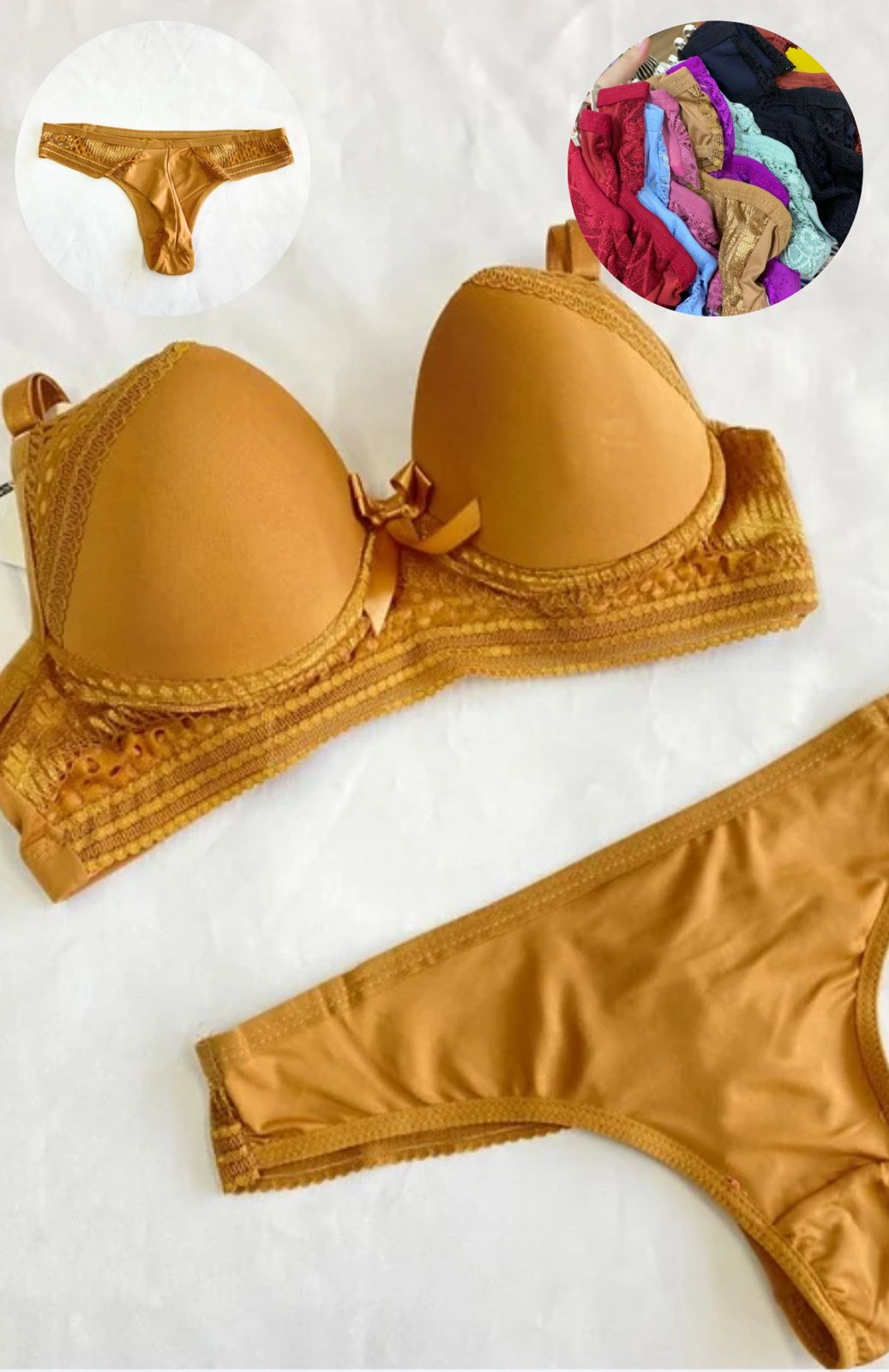 Conjunto de lingerie mostarda