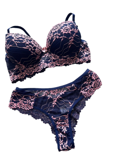 Conjunto Azul com Rosa 