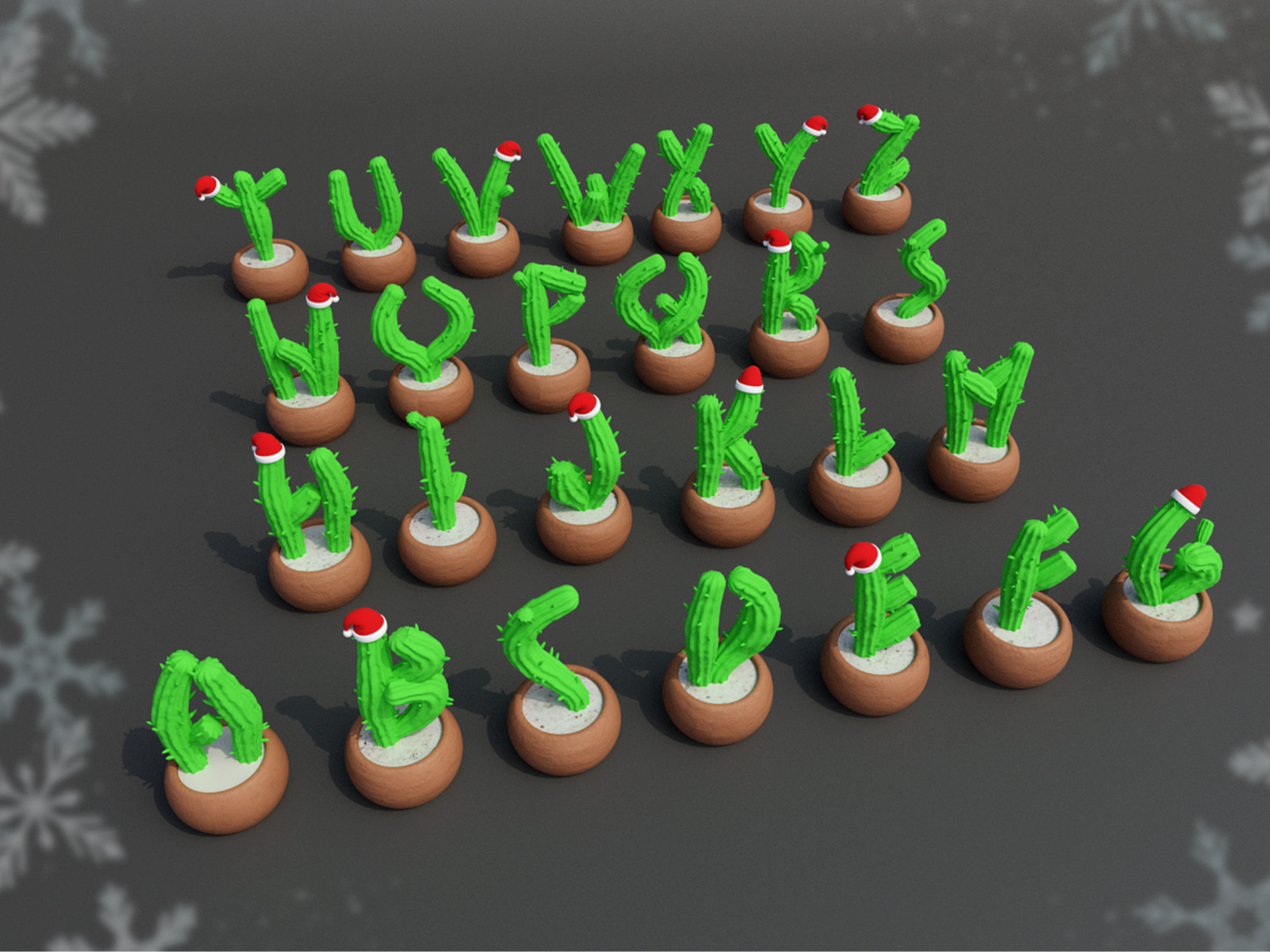 Alfabeto Natalino de Cactos