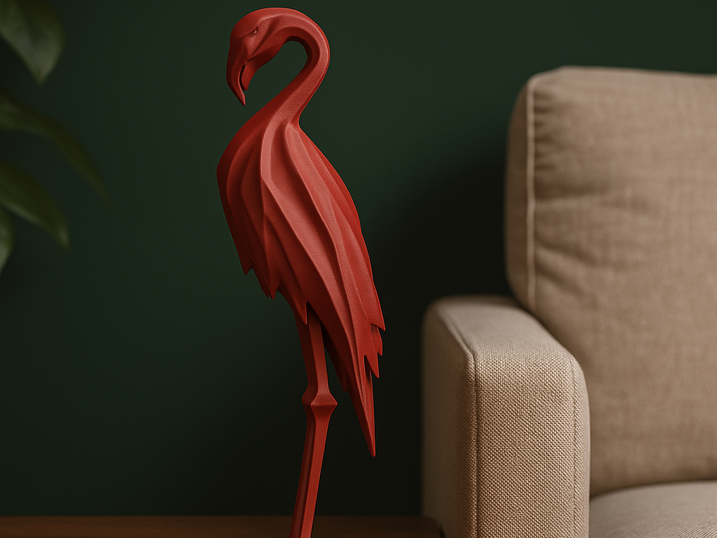 Escultura de Flamingo Vermelho