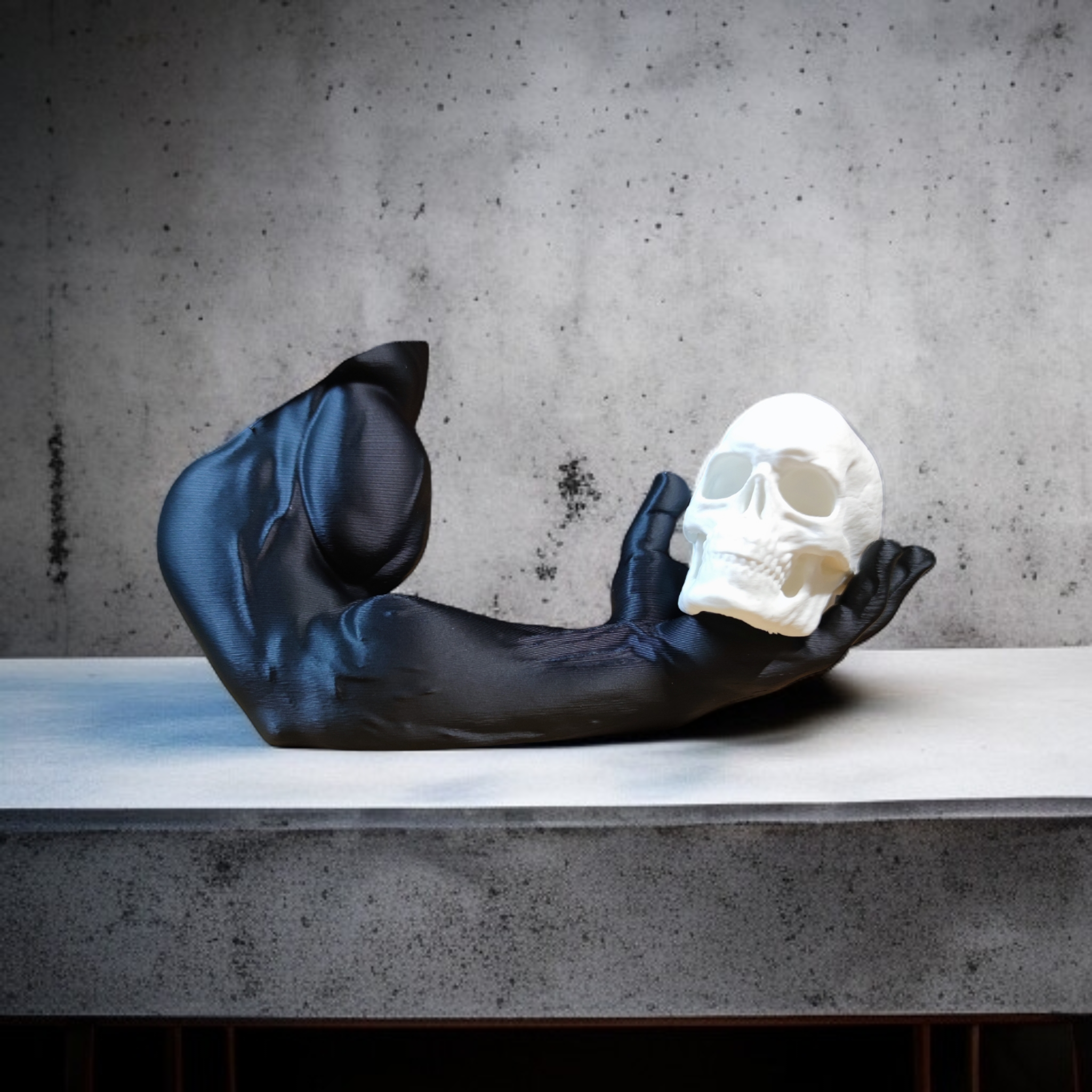 Escultura Decorativa Mão e Crânio