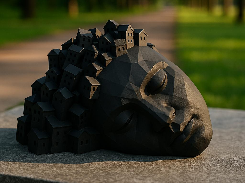 Escultura Cabeça Sonhadora Traço Urbano