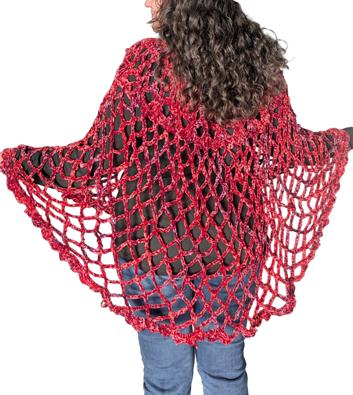 Handmade Crochet Poncho Shawl (Long Length)