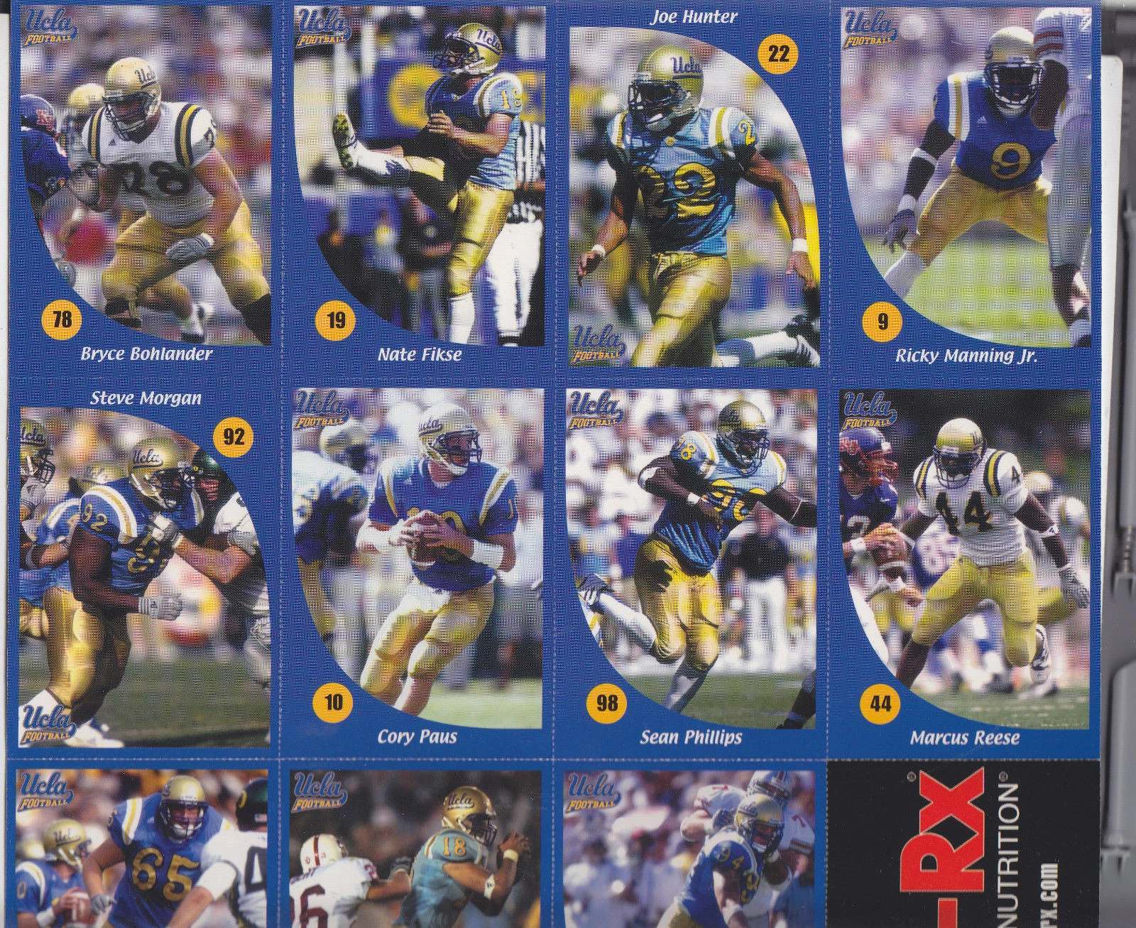 2002 MET-RX UCLA BRUINS TEAM ISSUE TRADING CARD SET RICKY MANNING JR SEIDMAN SGA