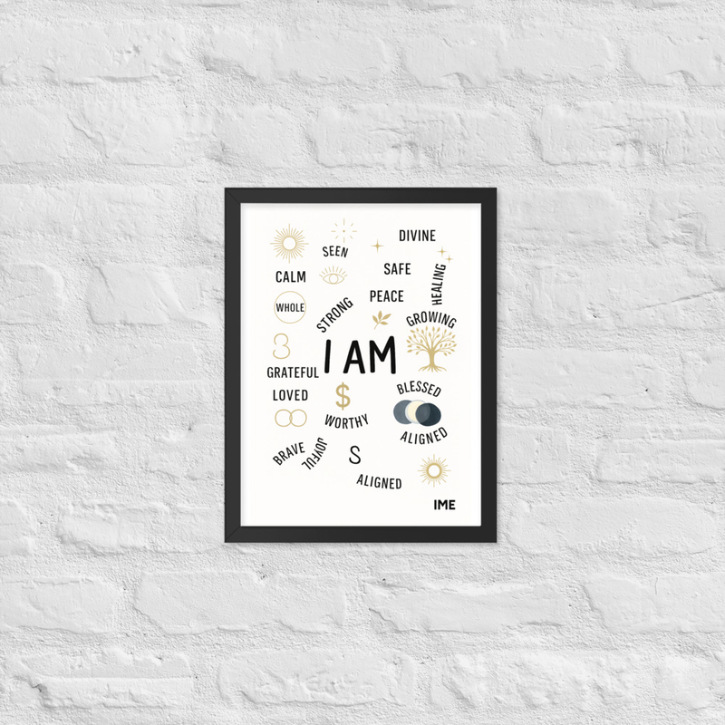 Framed poster is named I AM