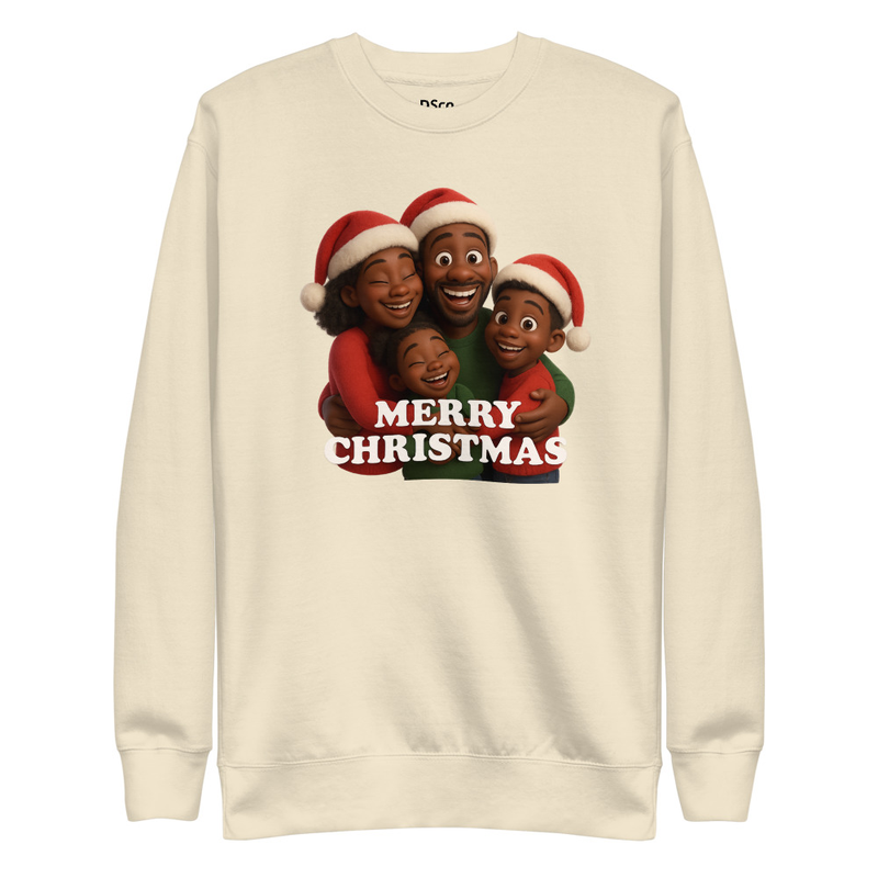 Unisex Premium Sweatshirt - A joyful family Christmas scene