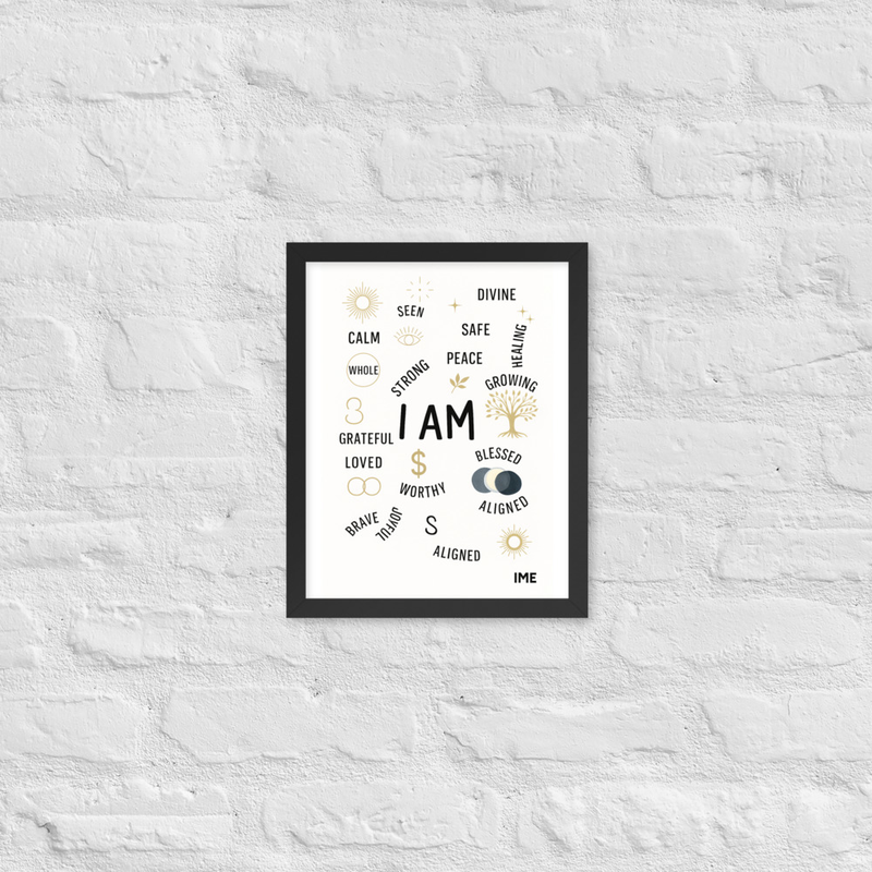 Framed poster is named I AM