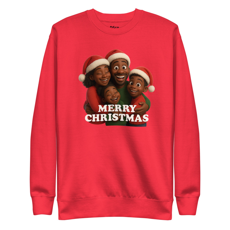 Unisex Premium Sweatshirt - A joyful family Christmas scene