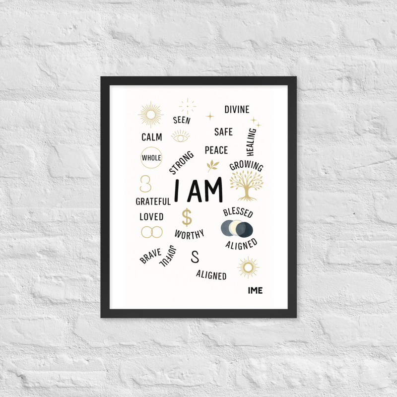 Framed poster is named I AM