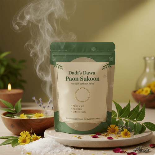 Dadi’s Dawa Paon Sukoon – Herbal Footbath Powder for Soft Feet | Anti-Fungal, Anti-Odor, Cracked Heels Repair | Natural Foot Spa at Home