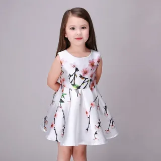 Floral White Party Dress for Girls