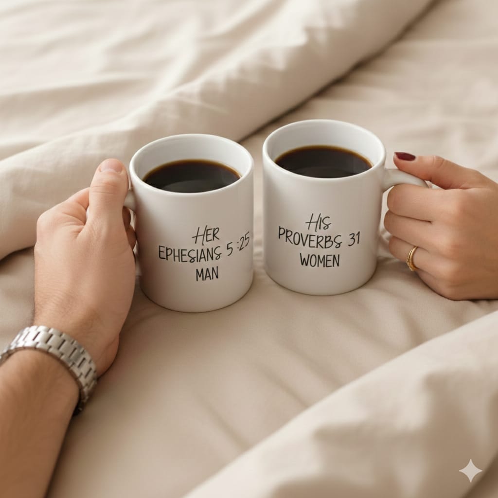 Couple Valentine’s Cup, His Ephesians & His Proverbs
