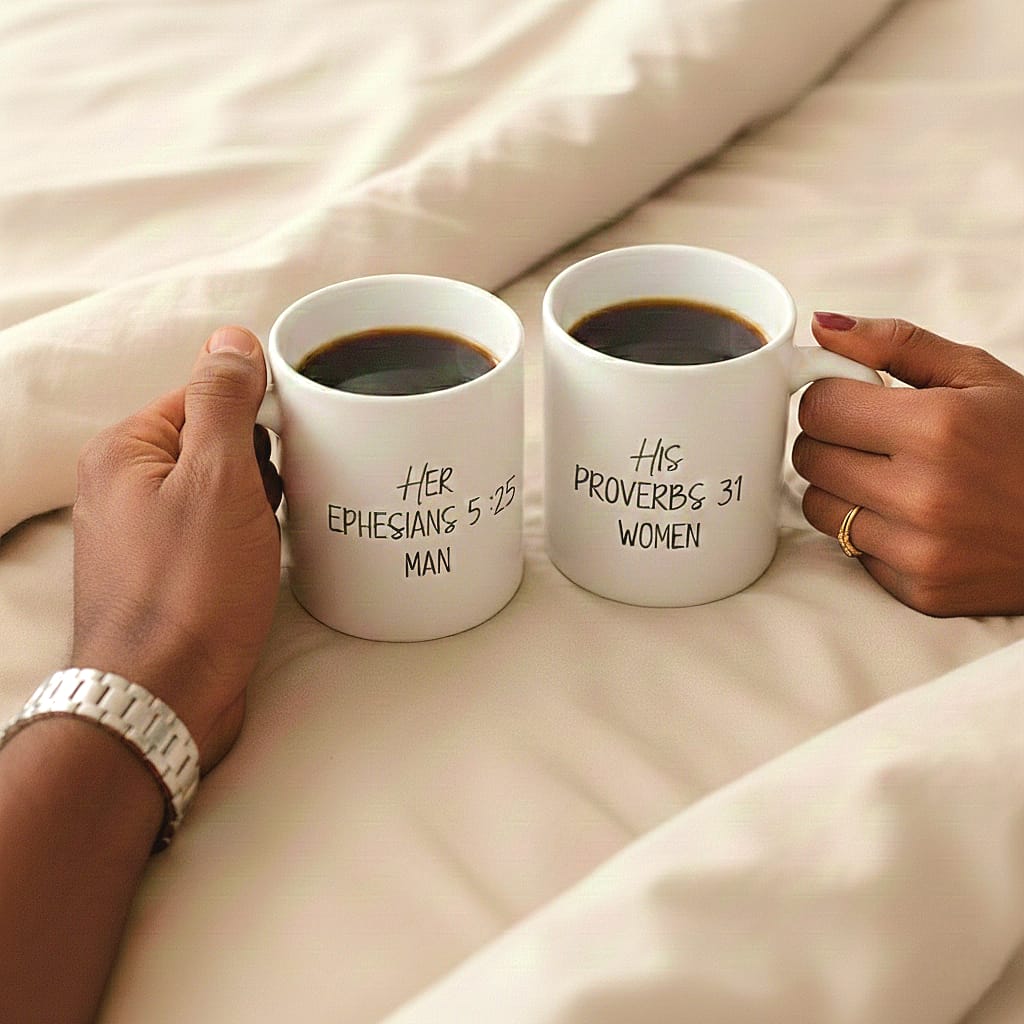 Couple Valentine’s Cup, His Ephesians & His Proverbs