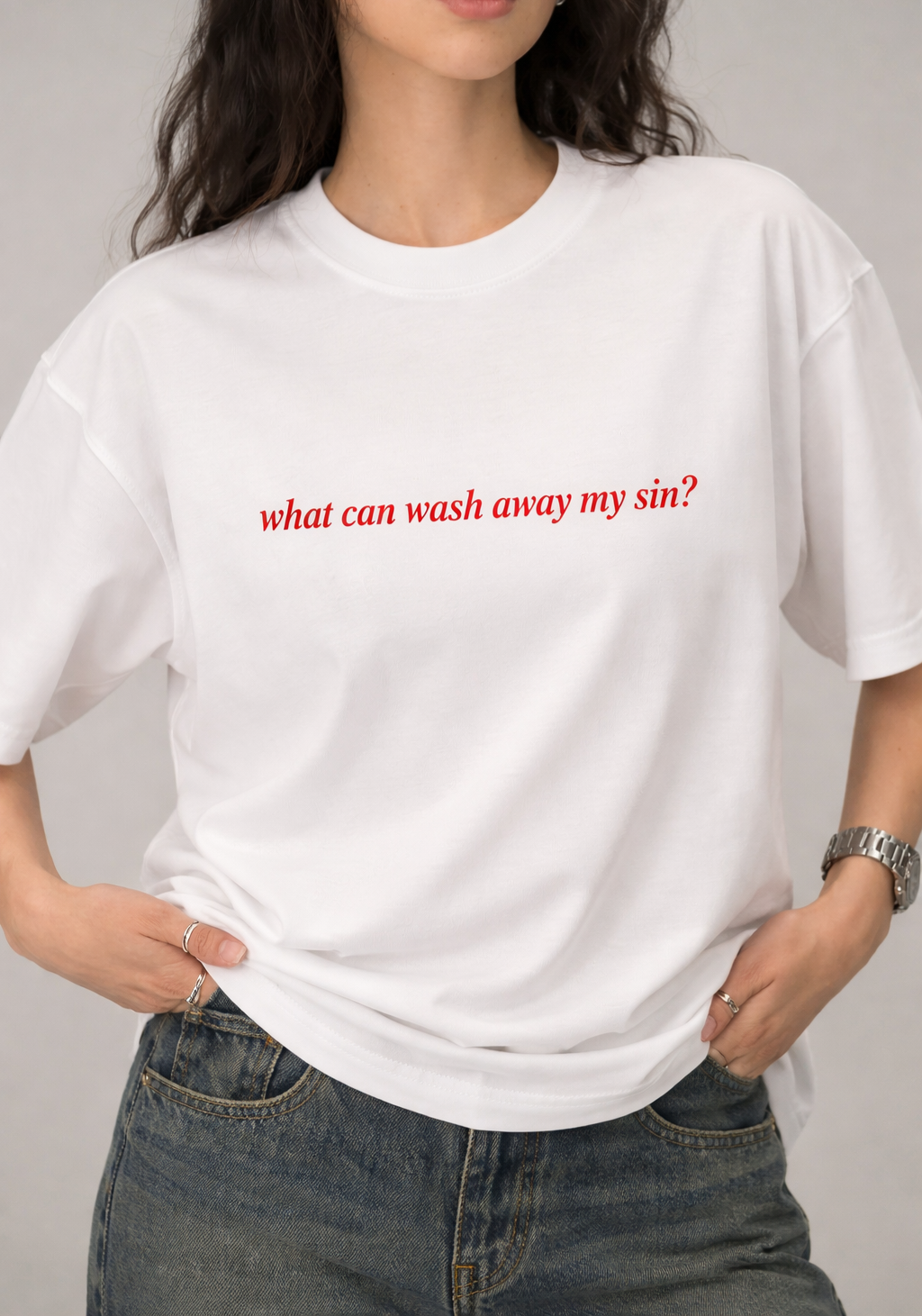 NOTHING BUT THE BLOOD – Oversized T-Shirt (White)