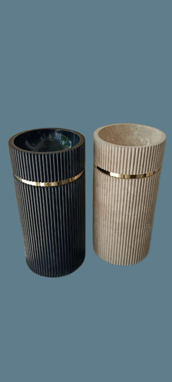 Decorative Ribbed Marble Vases