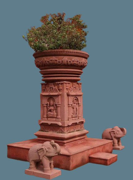 Ornate Sandstone Planter Pedestal